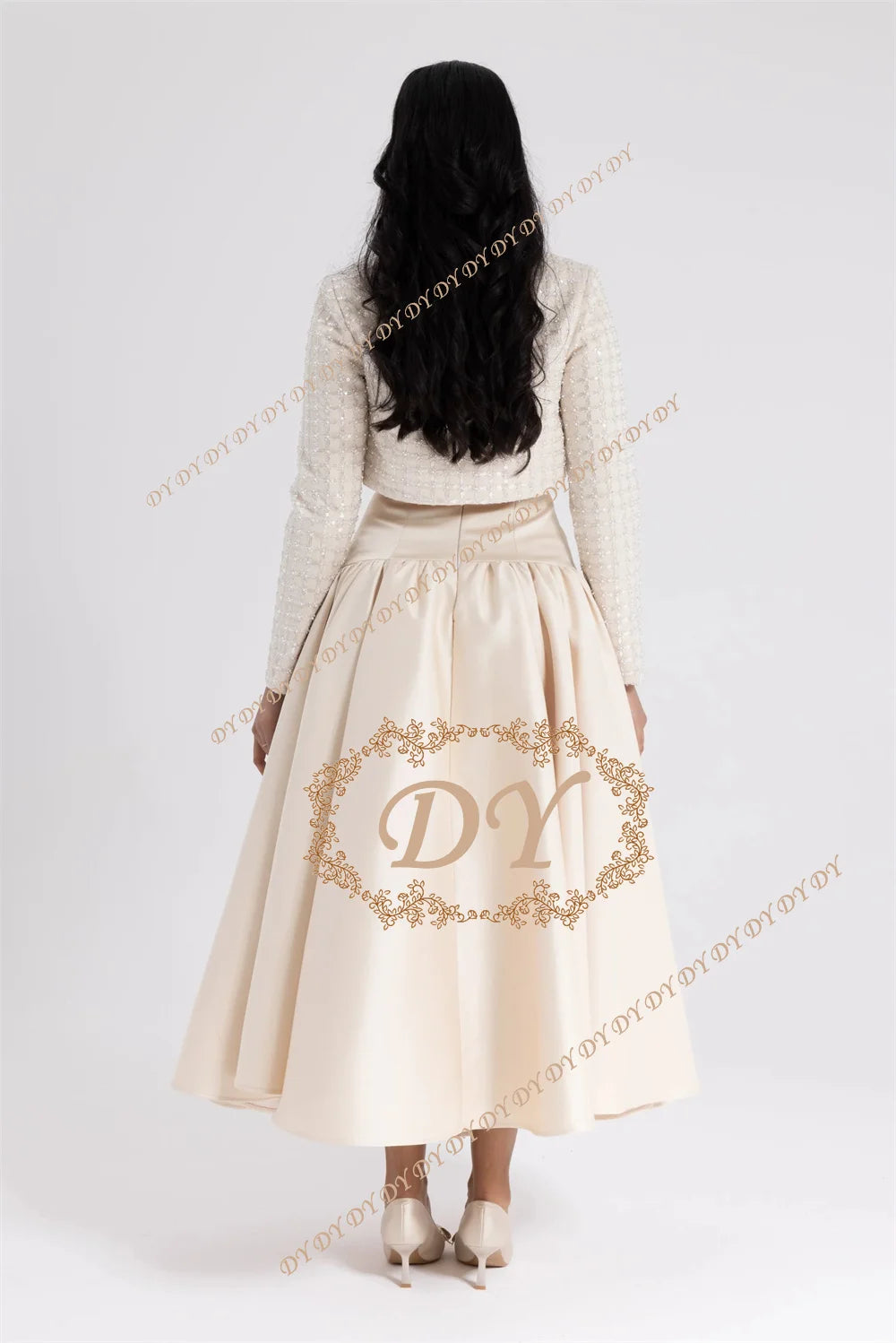 DY Arab Evening Dress Customized with Jacket Long Sleeves 2-piece Elegant Eid Al Fitr Evening Dress Strapless A Line Prom Gown