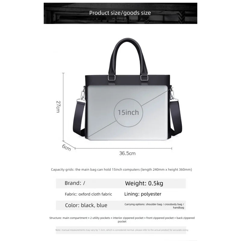 Men's Handbag Business Travel Crossbody Laptop Bag Large Capacity Commuting Office Shoulder Bag