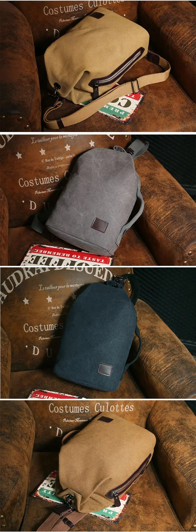 Men's Canvas Handbag Casual Bag Portable Travel Sports gym Shoulder Bag Leisure Backpack Multifunctional Small Bags