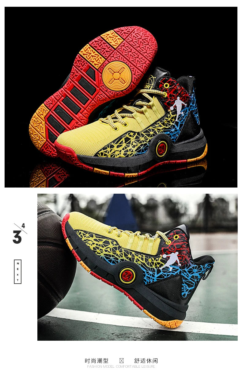 Basketball Shoes Men Field Training Non-slip High-top Luxyry Design Mesh Breathable Sneakers Pro Original Kids Basketball Boots