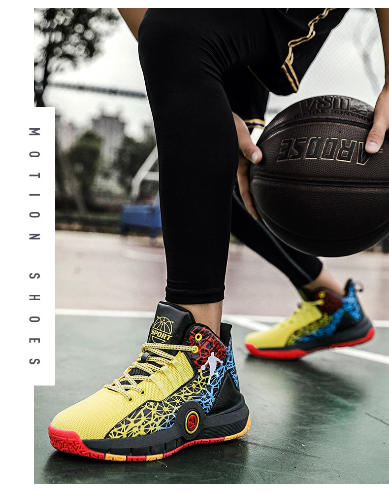 Basketball Shoes Men Field Training Non-slip High-top Luxyry Design Mesh Breathable Sneakers Pro Original Kids Basketball Boots