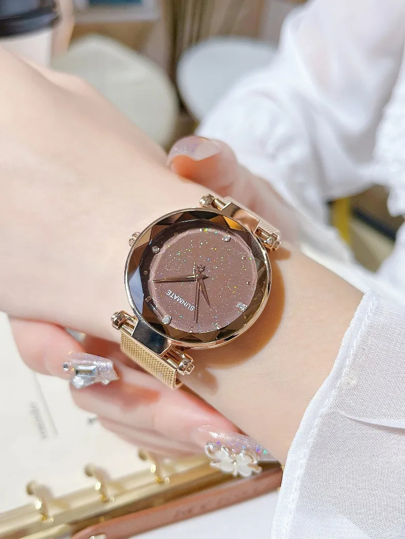 Luxury Ladies' Dress Watch with All-Star Design,Stylish Stainless Steel,Elegant Waterproof Quartz Watch,Comes with Watch Box