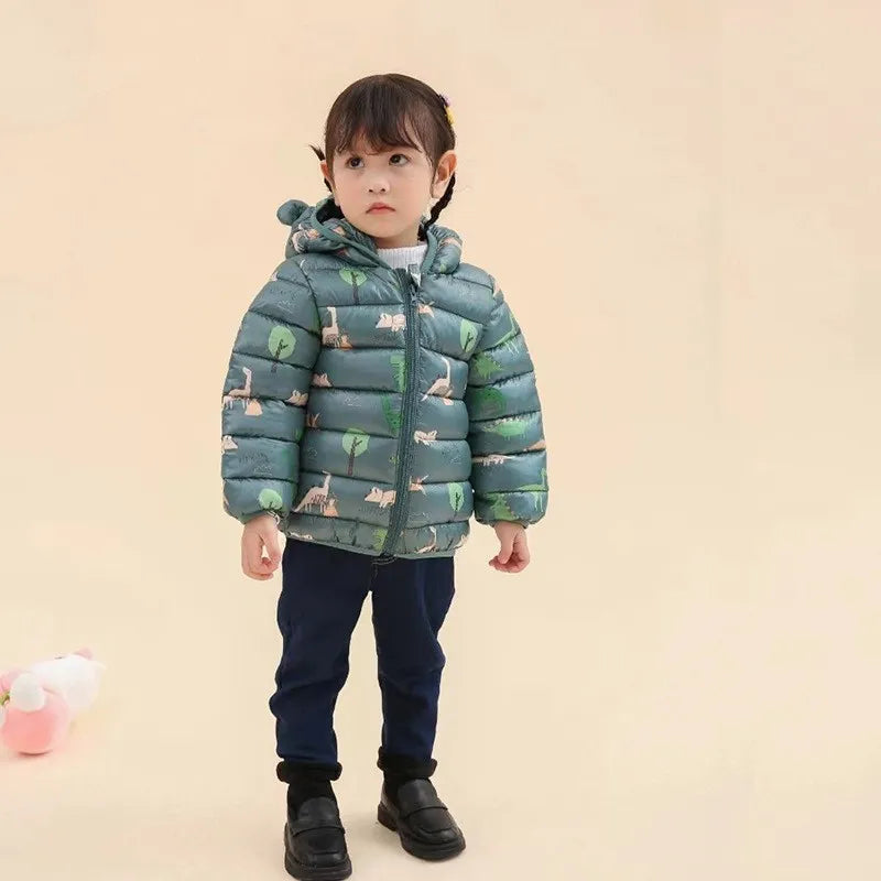 Kids Dinosaur Hooded Winter Jacket