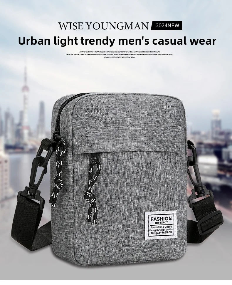 Men's bag, available in single shoulder or cross-body design, suitable for daily use during school. Made of nylon material.