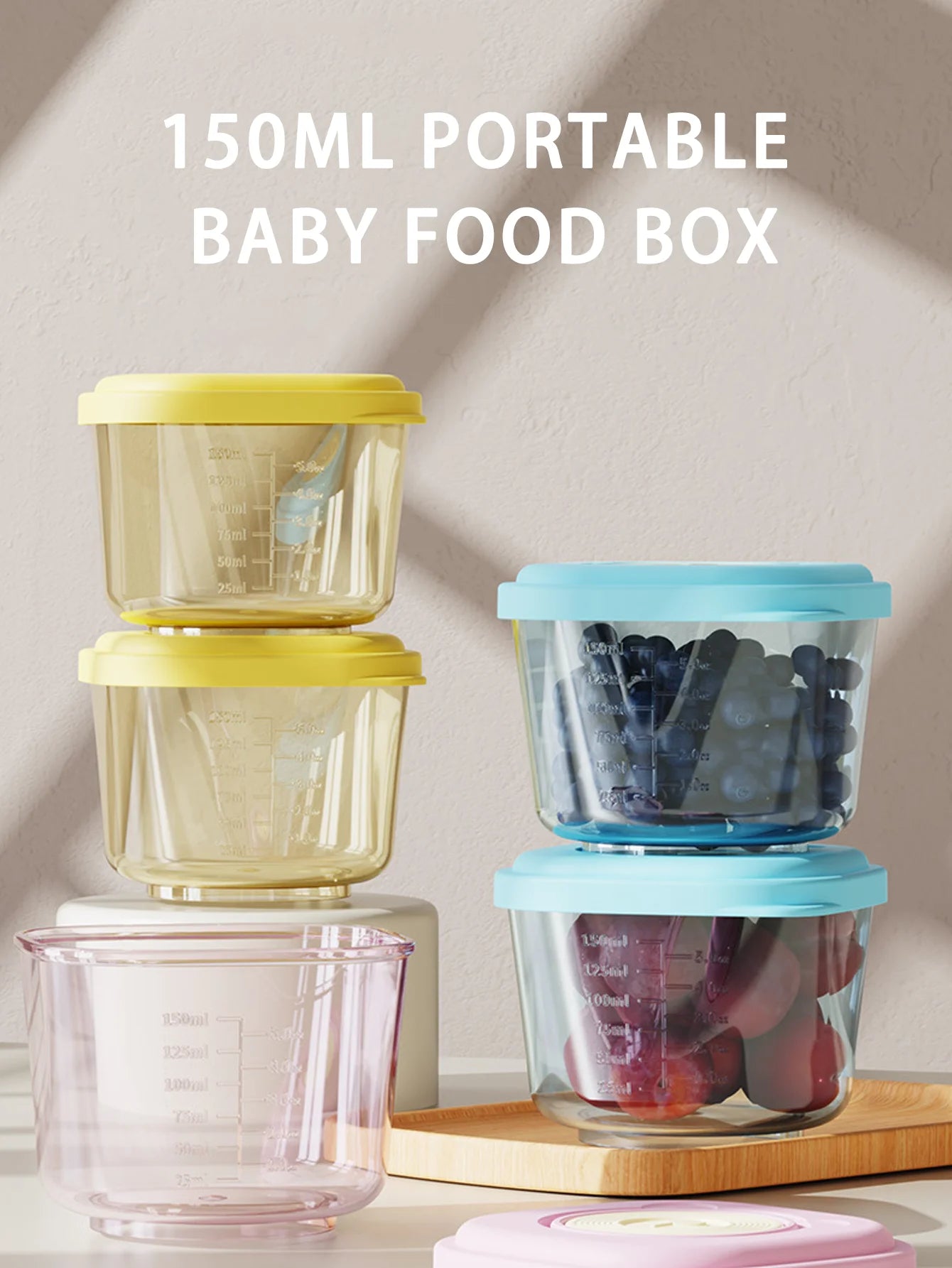 6 Pcs Baby Food Storage Containers - PP Material Steamable & Leak-Proof, Infant Feeding Bowls for Freshness, Stackable Organizer