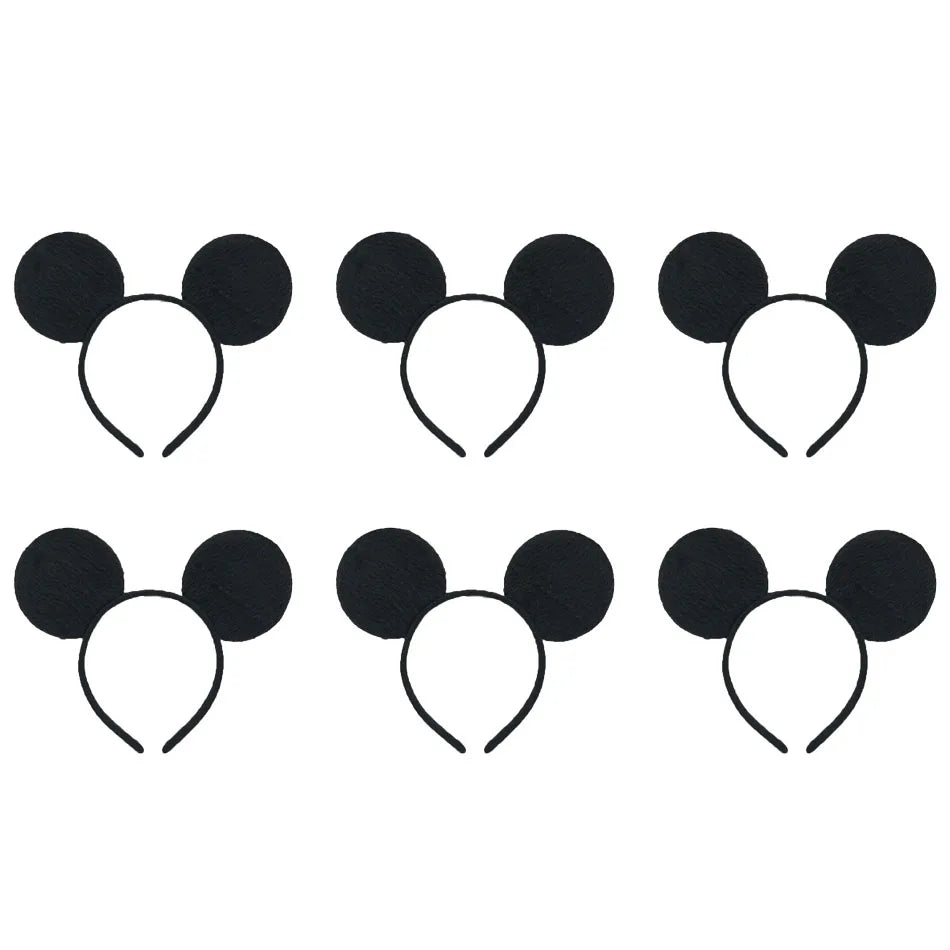 3/6/12pcs/lot Girls Mouse Ears Solid Bow Ears Headband for Birthday Party Supplies and Mouse Themed Costume Cosplay Decoration