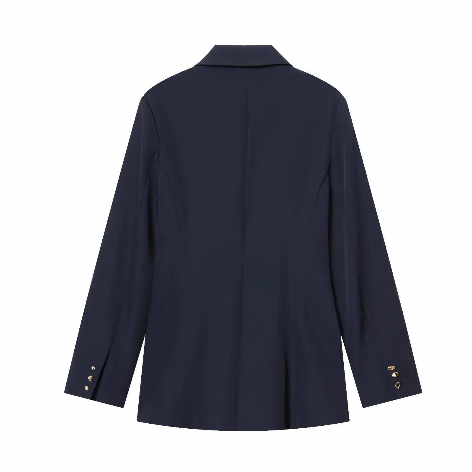 Women Suit Pants Two-Piece Set Buckle Decoration Long Sleeve Blazer Coat + Straight-Leg Pants 2 Pieces Sets Chic Woman Outfits