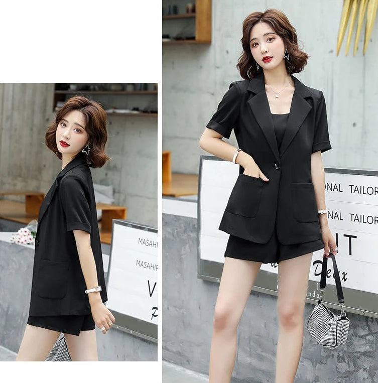 Set of Two Fashion Pieces for Women New In 2 Piece Outfits 2025 Summer Shorts Blazer Suits Elegant Cheap Women's Matching Sets