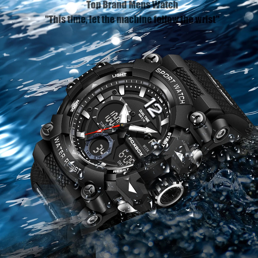 LIGE Fashion Sport Watches Men Shock Resistant 50M Waterproof Wristwatch LED Alarm Multi-function Watch Clock Military Men Watch