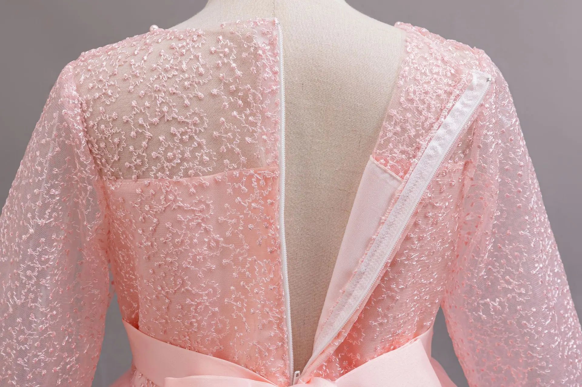 New Long Sleeve Elegant Dress for Young Girls Flower Girl Wedding Dresses Lace Formal White Clothes From 4 to12 Years