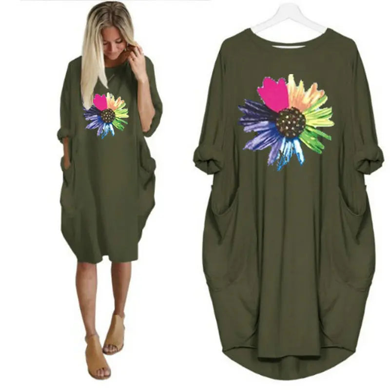 Women's Loose  Long Sleeved Summer Plus Size Dress Autumn  Winter  Joke T-shirt Summer O Neck Short Sleeve Graphic T Shirts