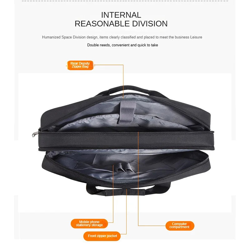 Men's Handbag Custom Image With Printed Logo Name  Business Briefcase15.6-17.3inch Nylon Waterproof Laptop Bag