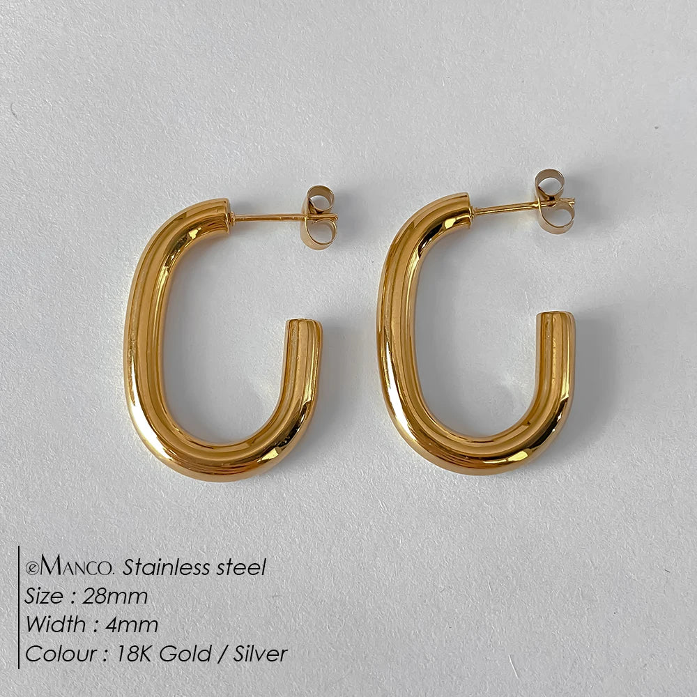 eManco Fashion Gold Size Circle Earrings Women's Jewelry Accessories Classic Stainless Steel Earrings Wholesale