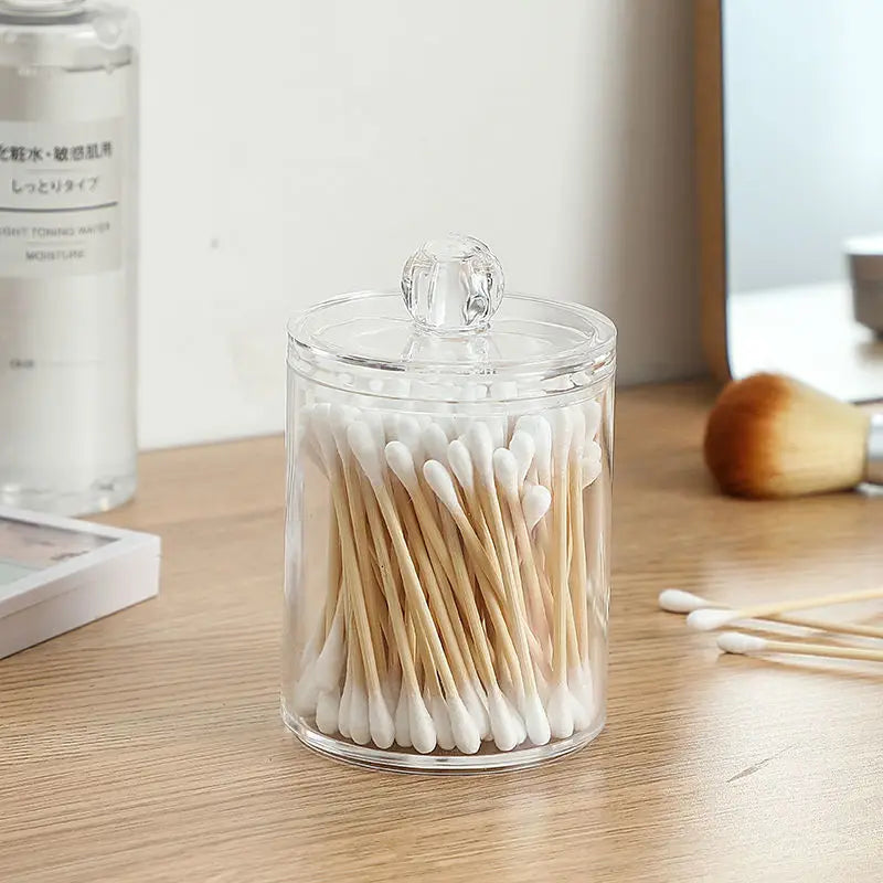 Makeup Organizer Cosmetic Storage Box Organizador Cotton Swab Holder Cotton Pad Box Clear Plastic Box with Lid Dust-proof
