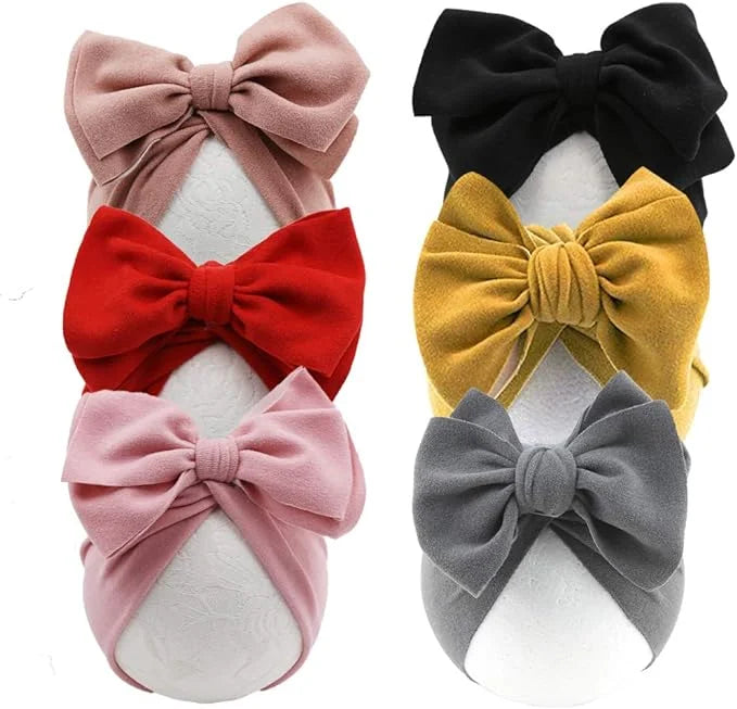 6Pcs/Lot Baby Turban Hats Solid Faux Cashmere Caps Winter Warm Beanies Bonnet Newborn Kids Boys Girls Hospital Headwraps