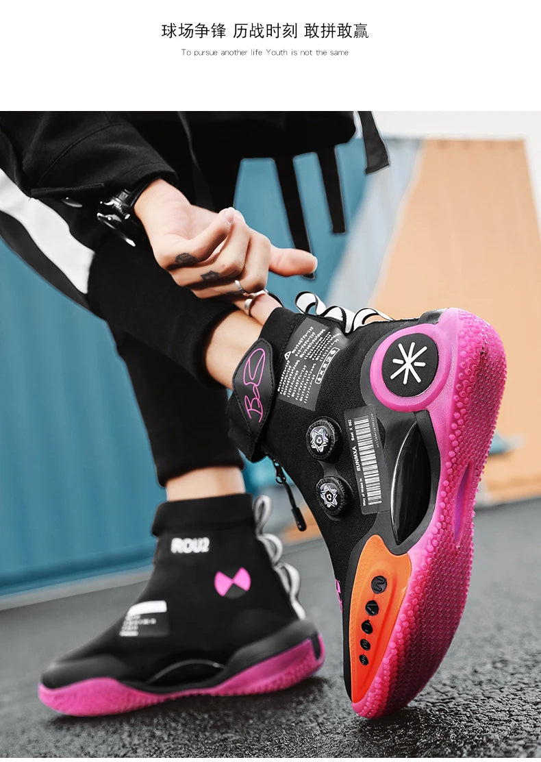 Men's Basketball Shoes Breathable Cushioning Non-Slip Wearable Runing Shoes Gym Training Athletic Basketball Sneakers for Women