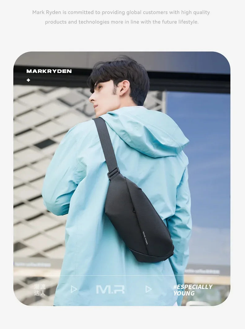 Mark Ryden Men's handbag Man Belt Pouch Sports  Casual Cycling Small Waist Pack Crossbody Bag Shoulder Bag Men's Crossbody Chest