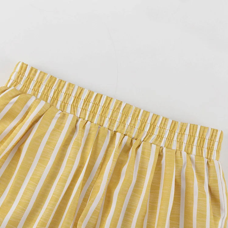 Women's Two-piece Set  Autumn New Striped Long-sleeved Loose Lace-up Top High-waisted Trousers Fashion Casual Suit for Women