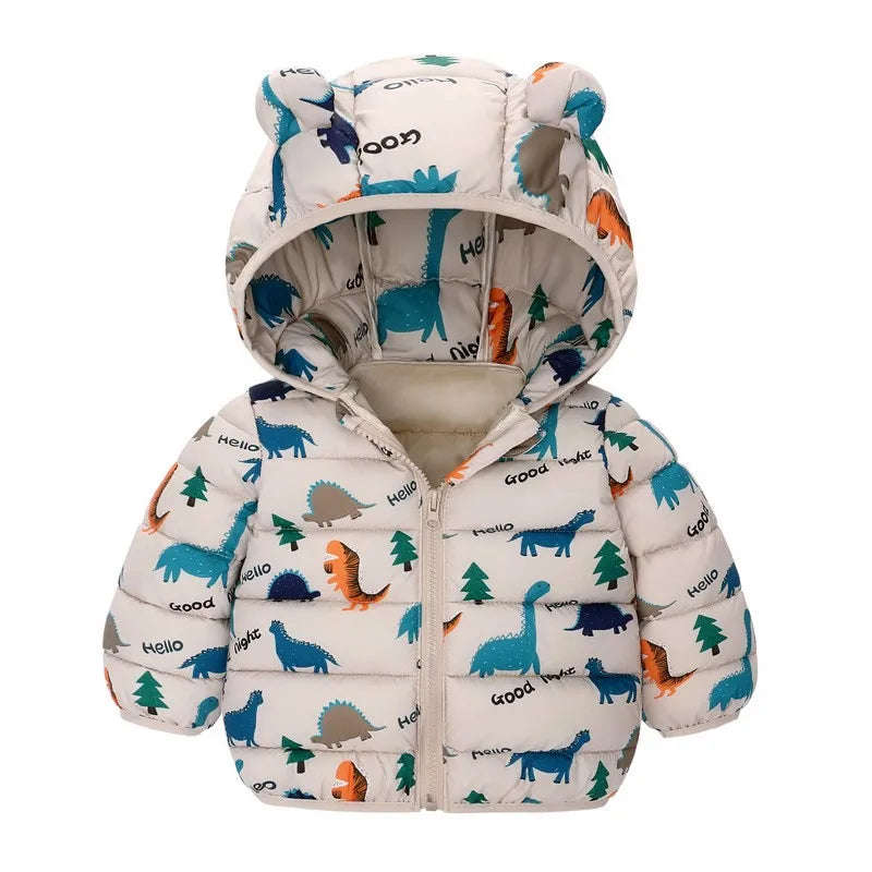 Kids Dinosaur Hooded Winter Jacket