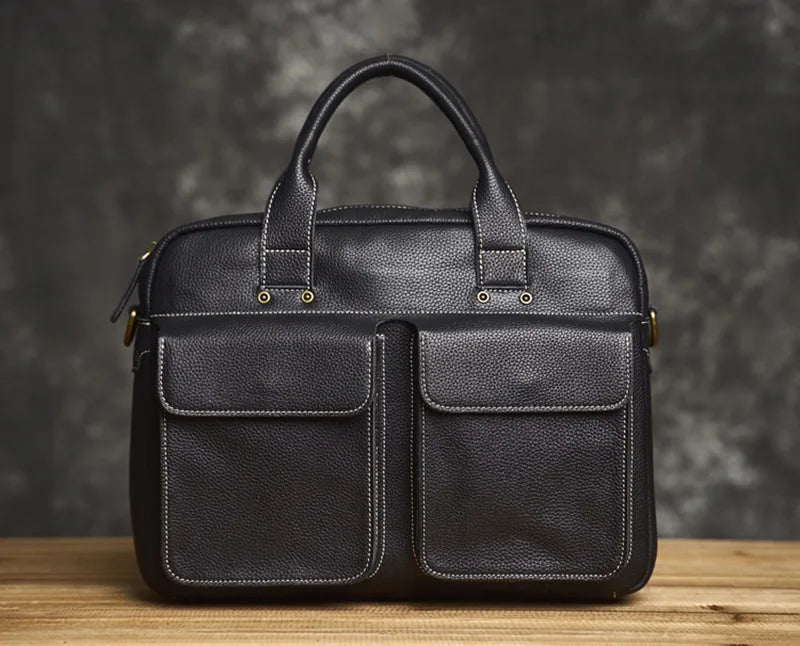 Men's Handbag for Men Genuine Leather Top Grain Leather Large Capacity Laptop Bag Business Document Briefcase Luxury Purse