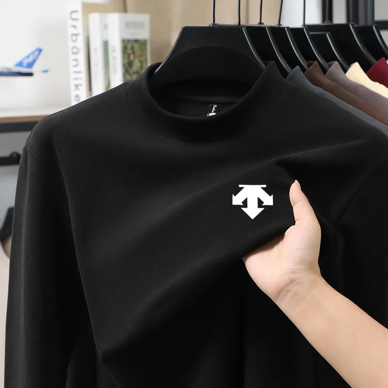 Luxury Brand Hot Sales Men's Print Long Sleeve Bottom Fashion New Solid Color Soft T-Shirt Casual Warm Versatile Men's Clothing