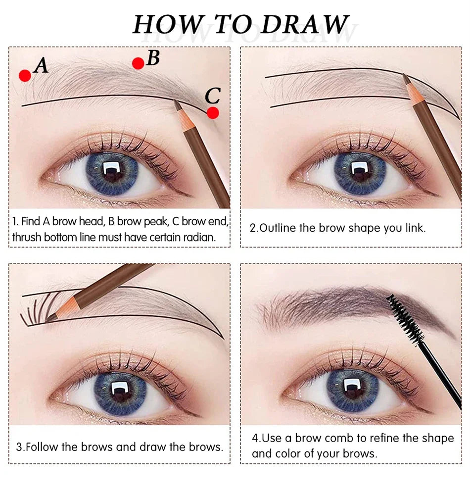 5pcs Professional Microblading Pencil Permanent Eyebrow Pencil Tattoo Waterproof Art Tint Makeup Eye Brow Pen Enhancers Cosmetic