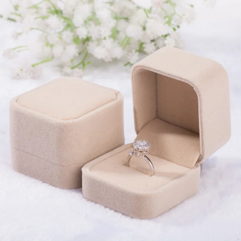 Rounded Flannelette Ring Box Flocking Jewelry Storage Organizer for Studs Badges - Soft Jewelry Box for Ring Protection