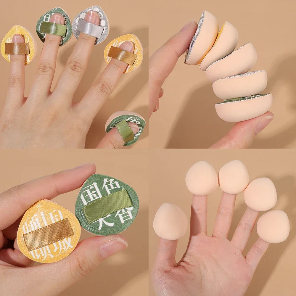 Finger Mini Puff Professional Cosmetic Cushion Puff Concealer Foundation Detail Puffs Finger Puff Set Makeup Sponge Beauty Tools