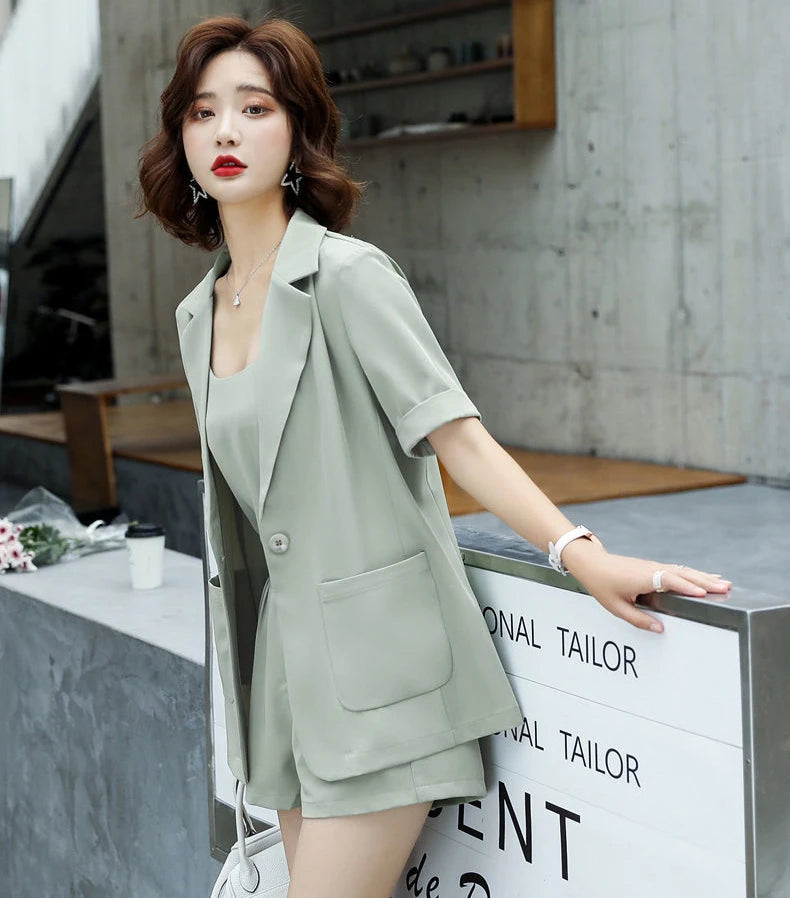 Set of Two Fashion Pieces for Women New In 2 Piece Outfits 2025 Summer Shorts Blazer Suits Elegant Cheap Women's Matching Sets