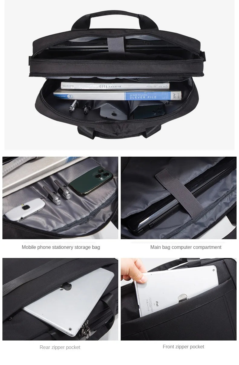 Men's Handbag Custom Image With Printed Logo Name  Business Briefcase15.6-17.3inch Nylon Waterproof Laptop Bag