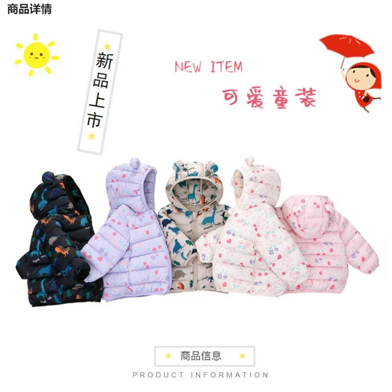 Kids Dinosaur Hooded Winter Jacket