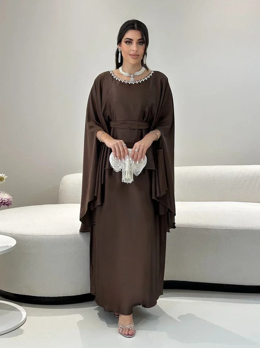Eid Party Dress for Women Elegant Pearls Abaya Party Muslim Caftan Robe Jalabiya Ramadan Morocco Kaftan 2025 Vestidos Largos
