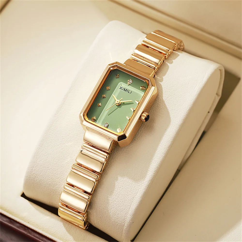 Luxury Ladies Watch 2025 Hot Simple Square Quartz Watches Fashion Stainless Steel Women's Dress Clock Gift Wristwatch