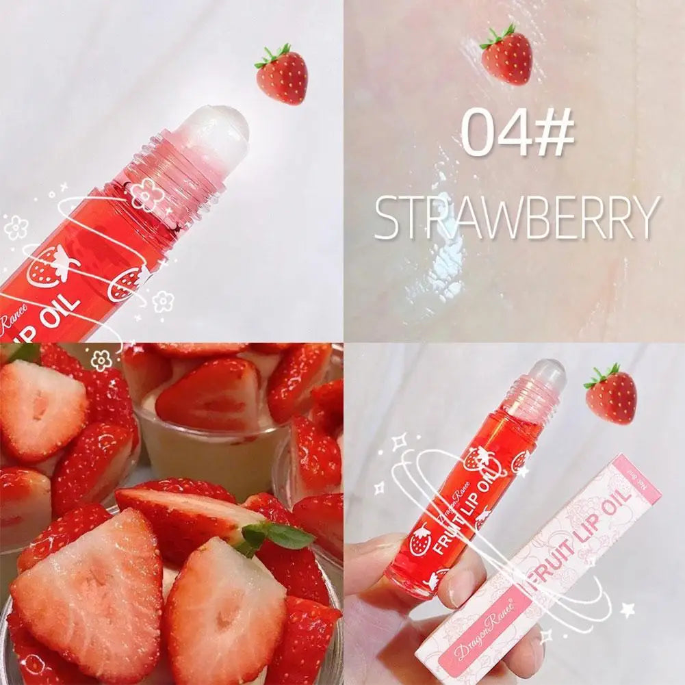 6 Colors Roll-on Fruit Essence Lip Balm Lip Oil Lip Moisturizing Mirror Primer Lip Lipstick Transparent Lip Oil Mirror Randomly