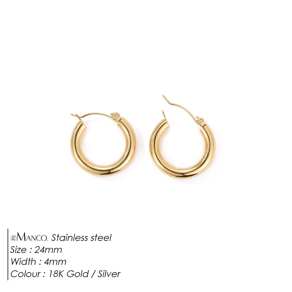 eManco Fashion Gold Size Circle Earrings Women's Jewelry Accessories Classic Stainless Steel Earrings Wholesale