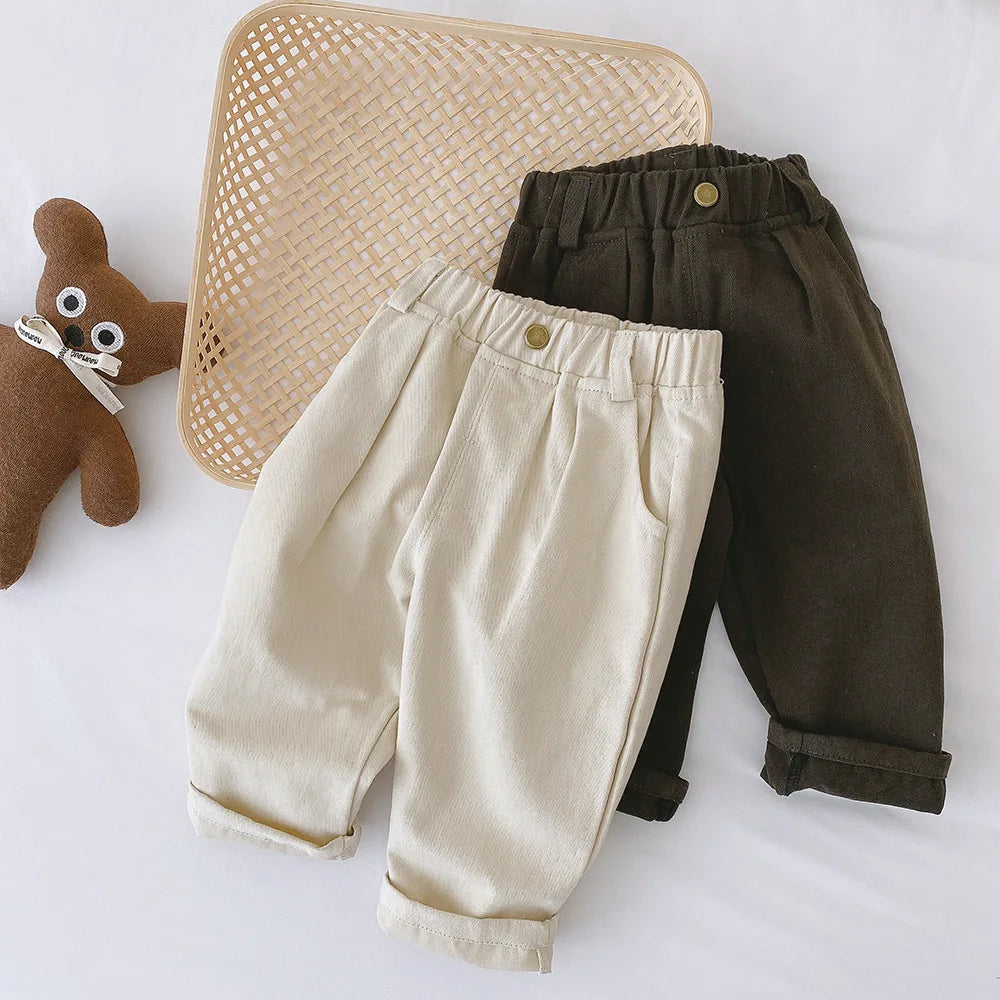 Children Pants Autumn Spring Casual Cotton Canvas Pants Fashion Kids Boys Girls Trousers