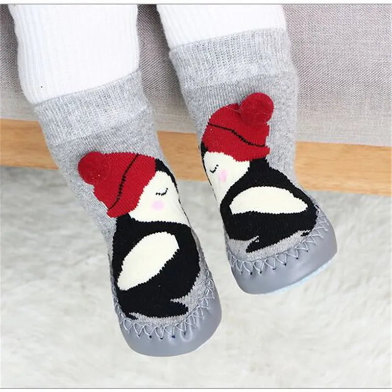 Toddler Winter Indoor Sock Shoes with Rubber Soles