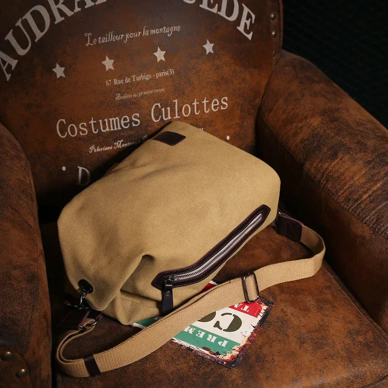 Men's Canvas Handbag Casual Bag Portable Travel Sports gym Shoulder Bag Leisure Backpack Multifunctional Small Bags