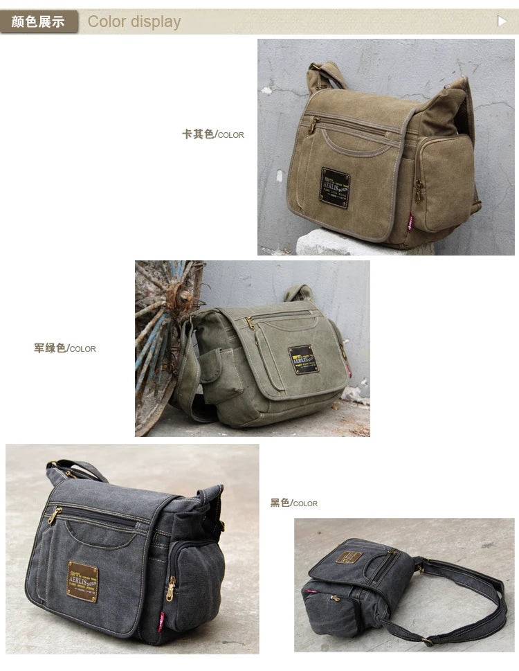 Men's Vintage Canvas Bag Men Casual Crossbody Bag For Men Messenger Bag Man Travel Shoulder Bags Bolsa Masculina High Quality