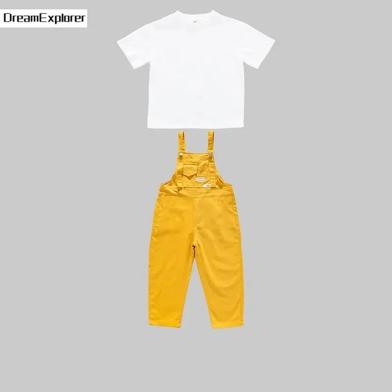 Boys Hip Hop Loose Colorful Overalls Girls Patchwork Dungaree Children Candy Color Jumpsuit Street Dance Romper Kids Streetwear