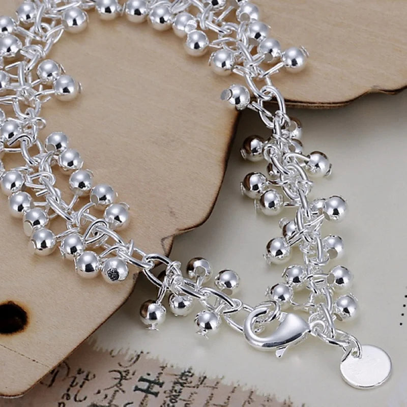 Silver color bracelets Charms bead chain fashion cute nice women grapes Bracelet wedding Jewelry free shipping