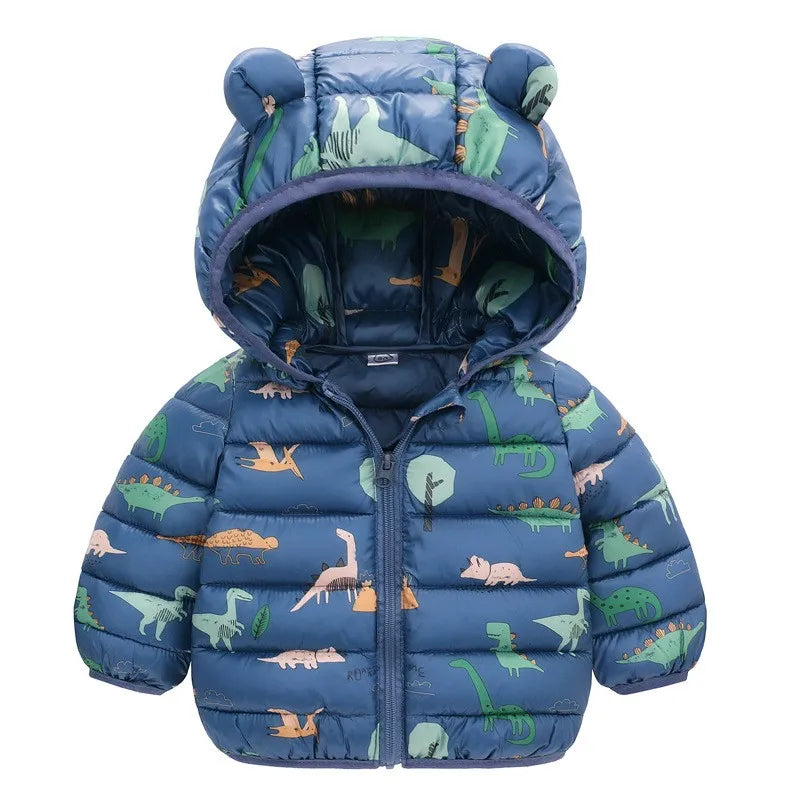 Kids Dinosaur Hooded Winter Jacket