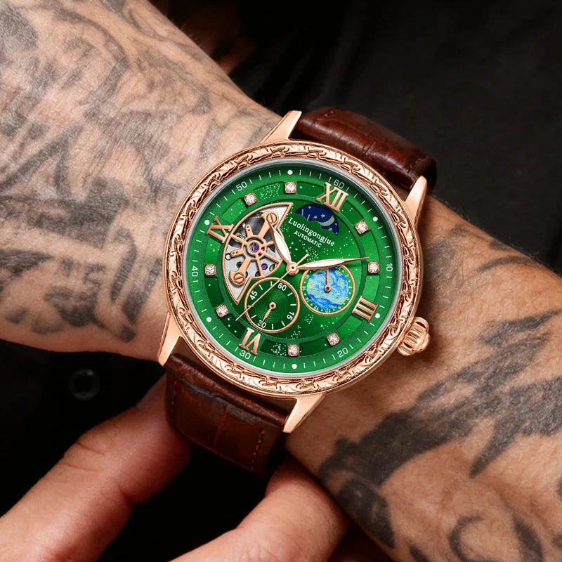 Luxurious Men's Business Automatic Mechanical Watch, with a Skeleton Design, Stylish, Casual, Simple, Versatile, and Multifunctional, a Handsome Watch for Men That Combines Luxury and Fashion, Perfect as a Gift during Holiday