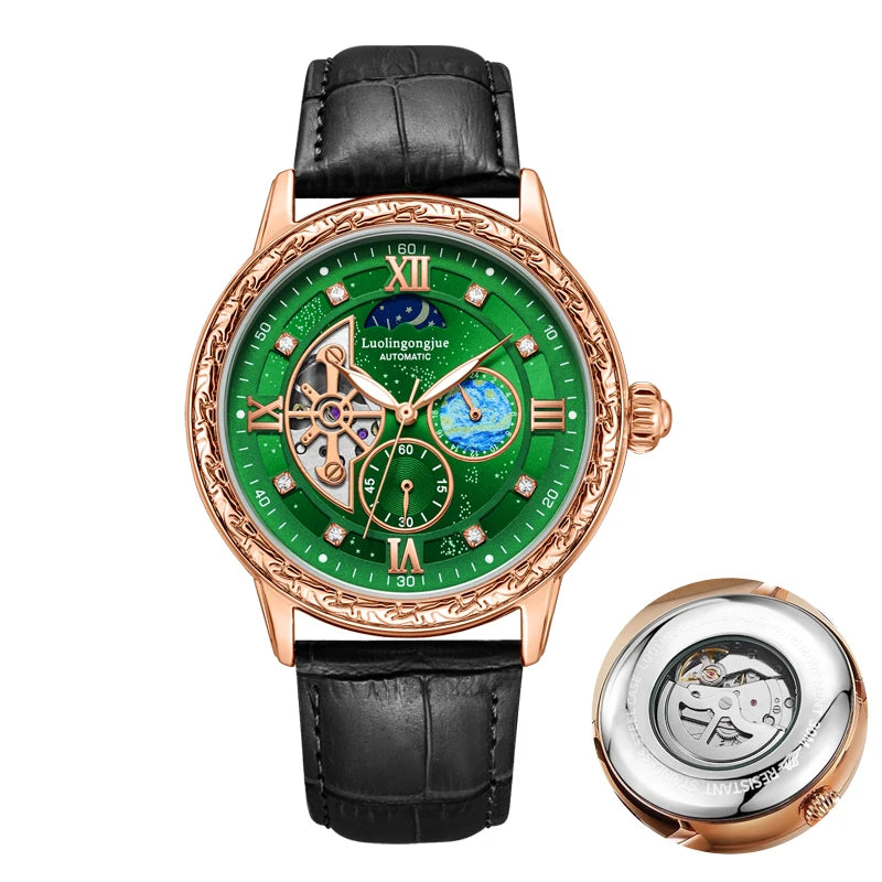 Luxurious Men's Business Automatic Mechanical Watch, with a Skeleton Design, Stylish, Casual, Simple, Versatile, and Multifunctional, a Handsome Watch for Men That Combines Luxury and Fashion, Perfect as a Gift during Holiday