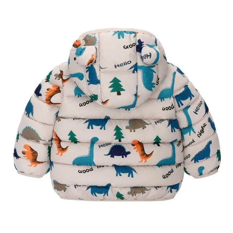 Kids Dinosaur Hooded Winter Jacket