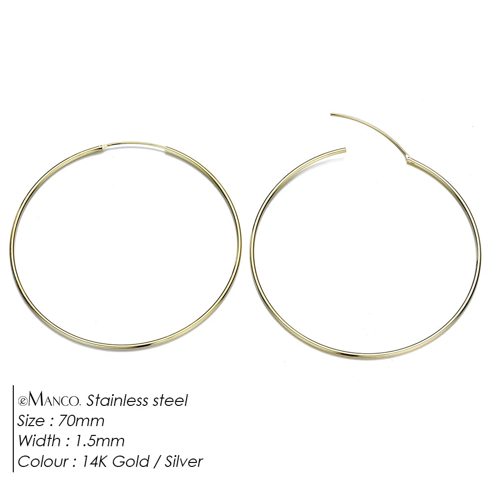 eManco Fashion Gold Size Circle Earrings Women's Jewelry Accessories Classic Stainless Steel Earrings Wholesale