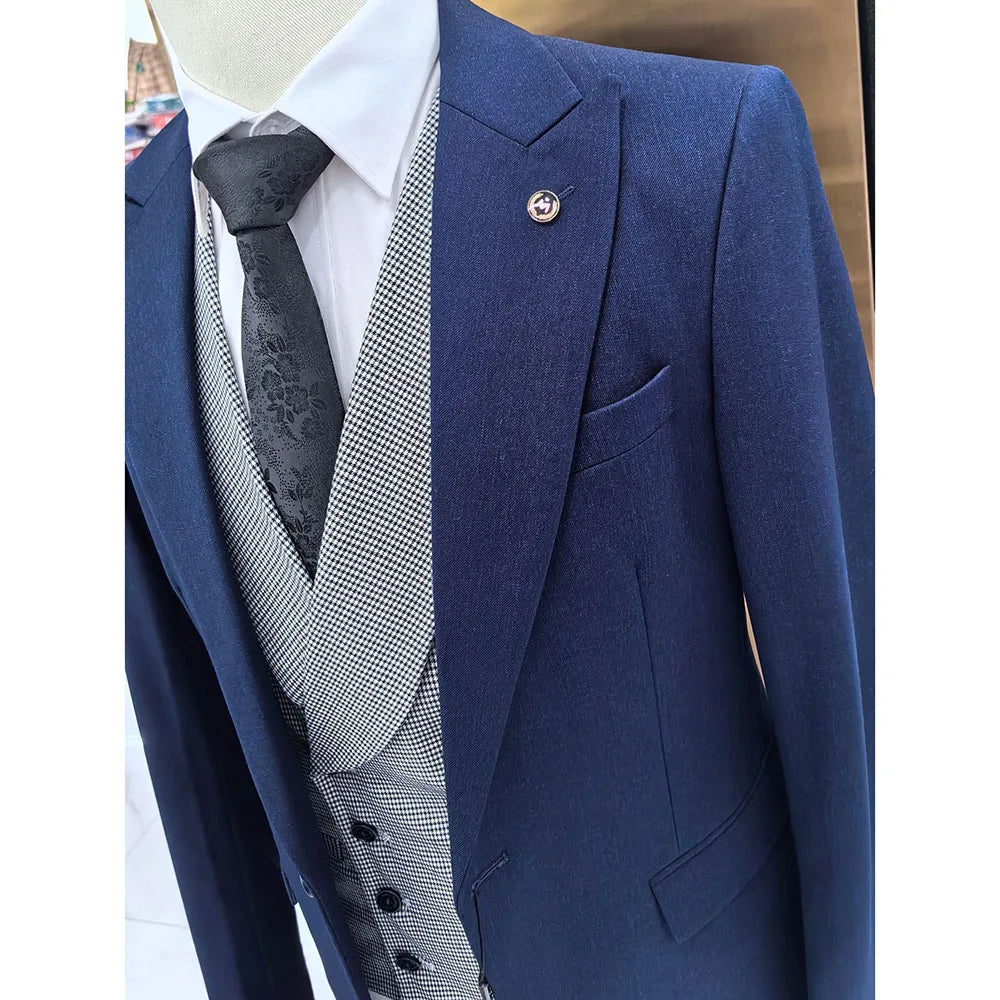 2025 Luxury Men's Suits High Quality 3 Piece Jacket Pants Vest Male Clothing Peak Lapel One Button Outfits Costume Homme Blazer