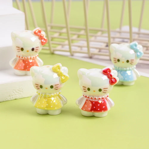 10Pcs 3D Sanrio Resin Bead 8colors Floral Skirt Hello Kitty Bead For Baby Toy Chew Teething DIY Pacifier Clips Chain