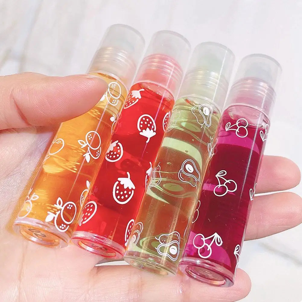 6 Colors Roll-on Fruit Essence Lip Balm Lip Oil Lip Moisturizing Mirror Primer Lip Lipstick Transparent Lip Oil Mirror Randomly