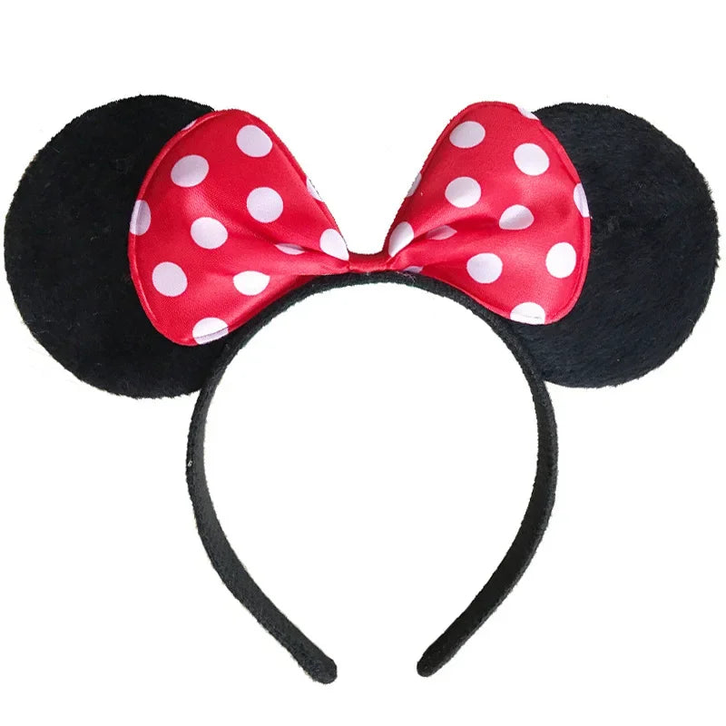 3/6/12pcs/lot Girls Mouse Ears Solid Bow Ears Headband for Birthday Party Supplies and Mouse Themed Costume Cosplay Decoration